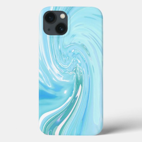 Beachy Blue Abstract Acrylic Pour Liquid iPhone 13 Case