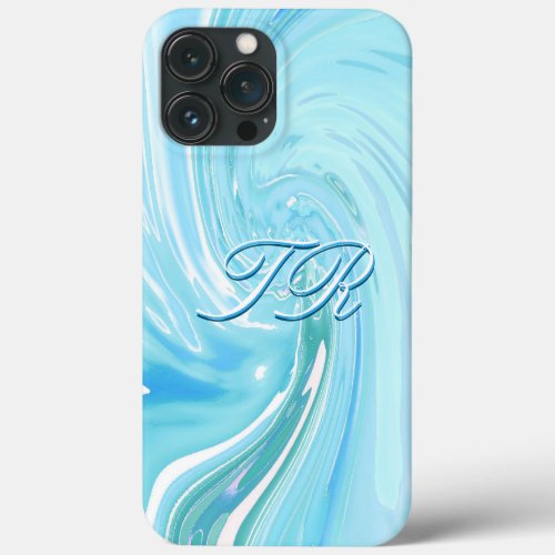 Beachy Blue Abstract Pour iPhone case