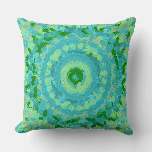 Beachy Blue and Green Clay Art 6096 Throw Pillow