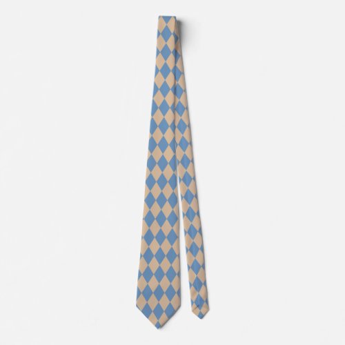 Beachy Blue and Tan Harlequin Neck Tie