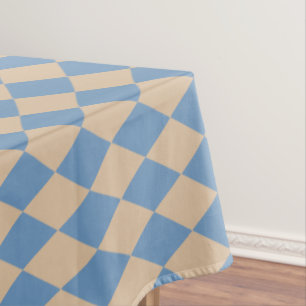 Beachy Blue and Tan Harlequin Tablecloth
