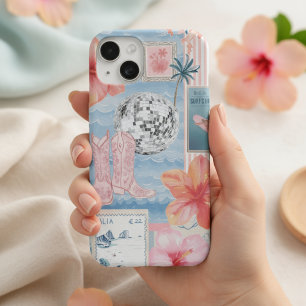 Beachy Blue Coquette Coastal Collage Preppy Cute iPhone 15 Case