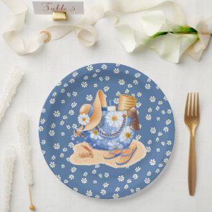 Beachy Blue Daisy Paper Plates