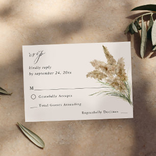 Beachy Boho Pampas Grass no Meal RSVP Card