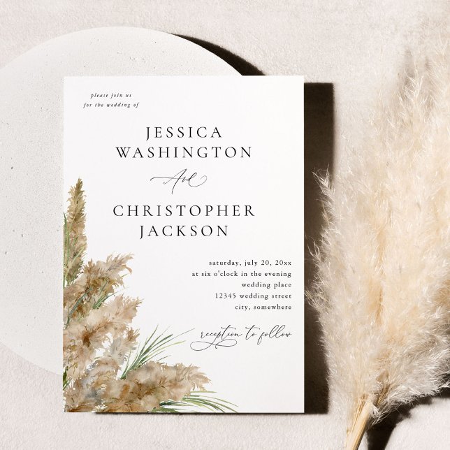 Beachy Boho Pampas Grass Wedding V2 Invitation (Creator Uploaded)