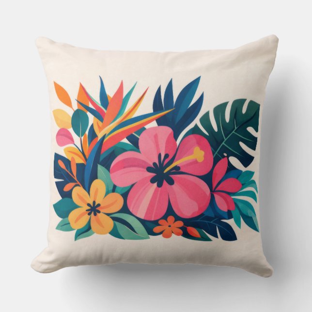 beachy boho retro cutie throw pillow (Front)
