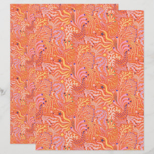 Beachy Boho Seagrass Orange Scrapbook Paper