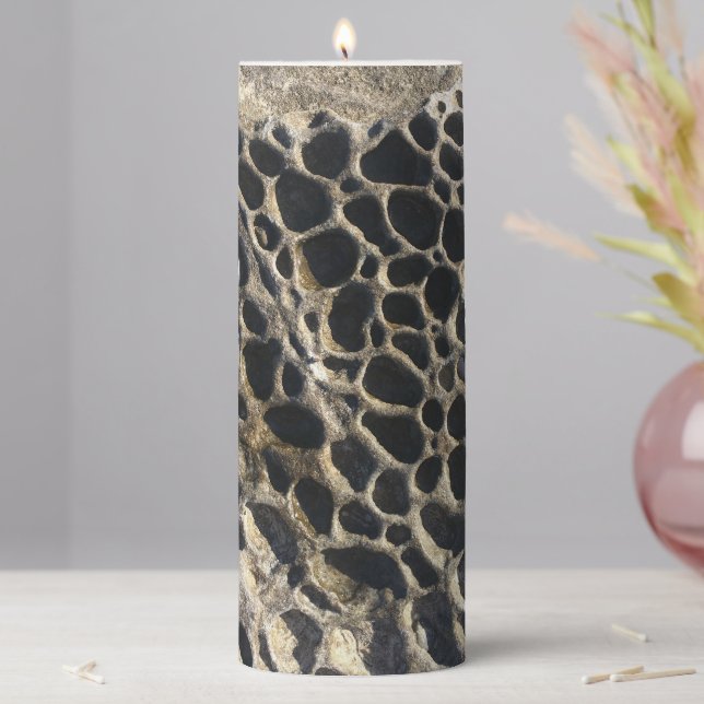 Beachy Bubbly Rocks  Pillar Candle (In Situ)