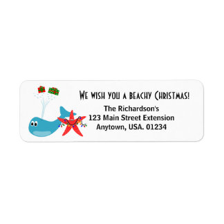 Beachy Christmas and Sandy New Year Holiday Label