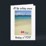 BEACHY CHRISTMAS/SUNNY NEW YEAR WISHES TO YOU HOLIDAY CARD<br><div class="desc">AT THE BEACH AND "THINKING OF YOU"!!! "SUNNY NEW YEAR WISHES" IS A "COOL WAY" TO SAY MERRY CHRISTMAS AND HAPPY NEW YEAR!</div>