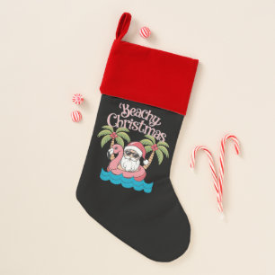 Beachy Christmas Tropical Vacation Santa Beach  Christmas Stocking