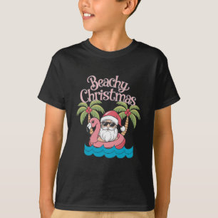 Beachy Christmas Tropical Vacation Santa Beach  T-Shirt
