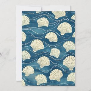 Beachy Coastal Watercolor Cream Seashells Blank Holiday Card