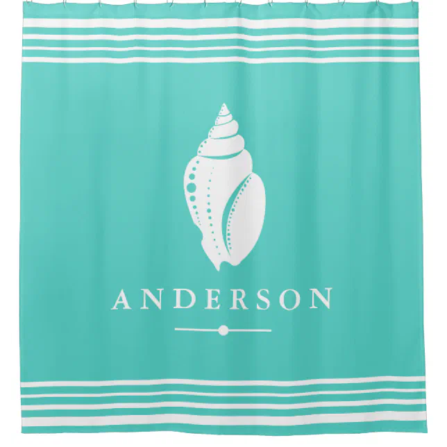 Beachy Coastal White Seashell Personalized Shower Curtain Zazzle