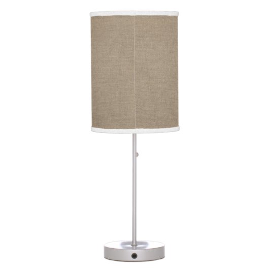 Beachy Coastal White Starfish & Faux Burlap Table Lamp (Back)