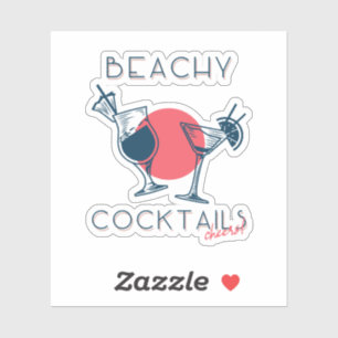 Beachy Cocktails Cheers Party Art Sticker