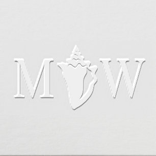 Beachy Conch Shell Couple Wedding 2 Initial Monog Embosser