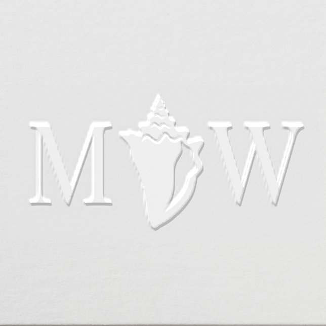 Beachy Conch Shell Couple Wedding 2 Initial Monog Embosser (Design)