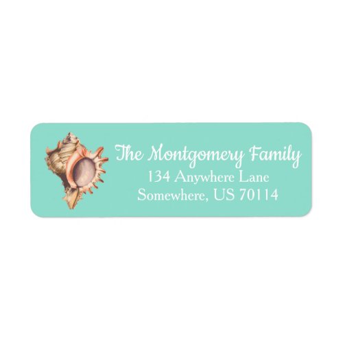 Beachy Conch Shell  Sea Glass Green Family Name Label