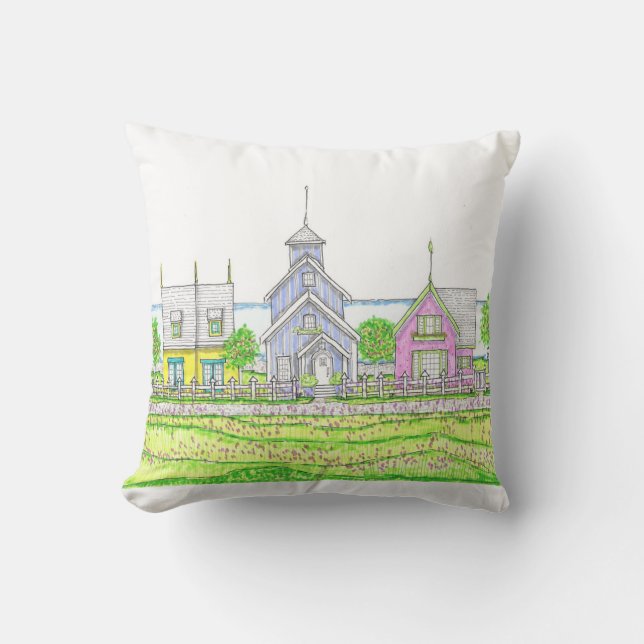 Beachy Cottages Pillow (Front)