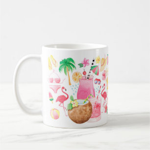 Beachy Cute Summer Fun Watercolor Icons Coffee Mug