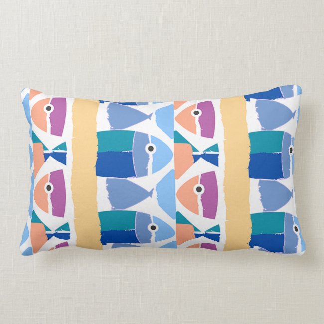 Beachy Fish Abstract Design Throw Lumbar Pillow
