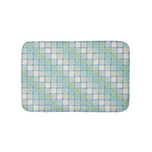 Beachy Geometric Tiles, Sea Glass, Blue, Sand Bath Mat