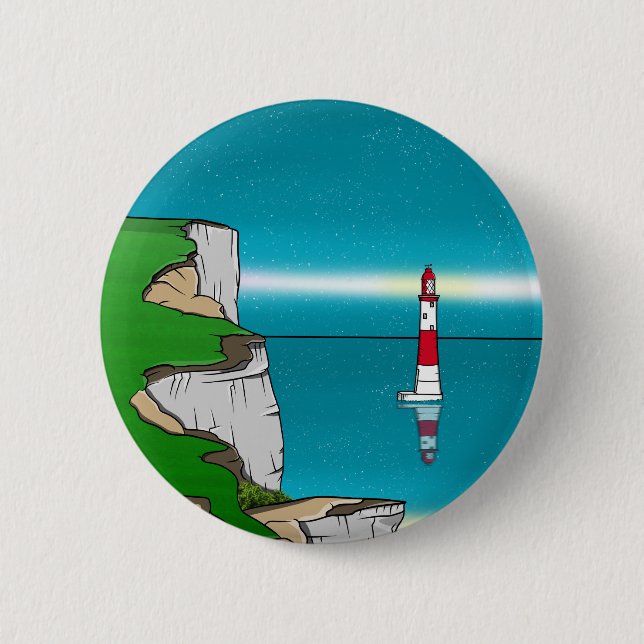 Beachy Head lighthouse and Cliff Top Button (Front)