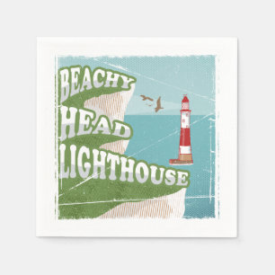 Beachy head lighthouse retro poster napkins