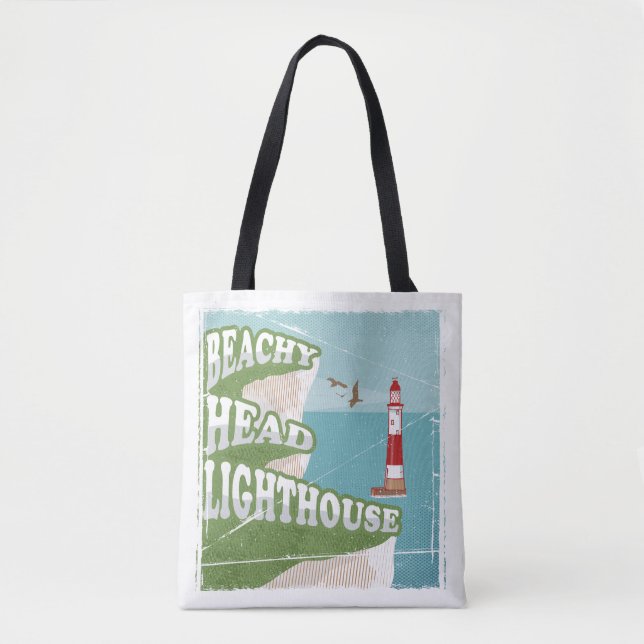Beachy head lighthouse retro poster tote bag (Front)
