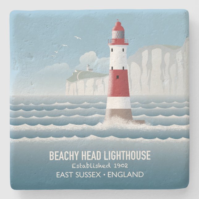 Beachy Head Lighthouse Stone Coaster (Front)
