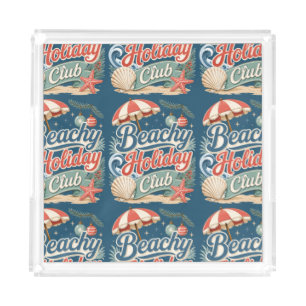 Beachy Holiday Club Retro Coastal Christmas Acrylic Tray