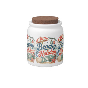 Beachy Holiday Club Retro Coastal Christmas Candy Jar