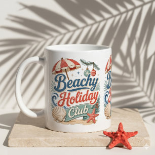 Beachy Holiday Club Retro Coastal Christmas Coffee Mug