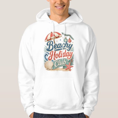 Beachy Holiday Club Retro Coastal Christmas Hoodie