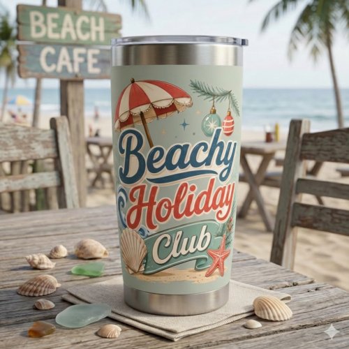 Beachy Holiday Club Retro Coastal Christmas Insulated Tumbler