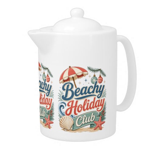 Beachy Holiday Club Retro Coastal Christmas Teapot