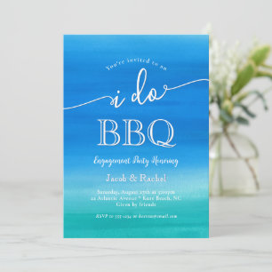 Beachy I Do BBQ Blue Green Engagement Party Invitation