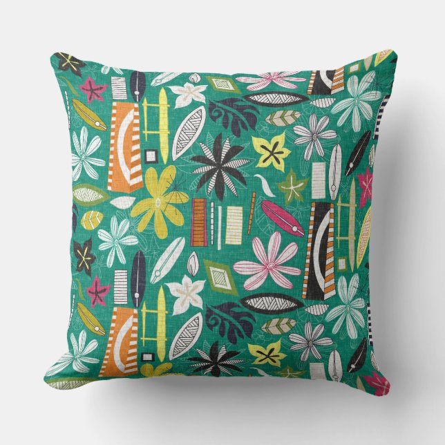 beachy jade throw pillow (Front)