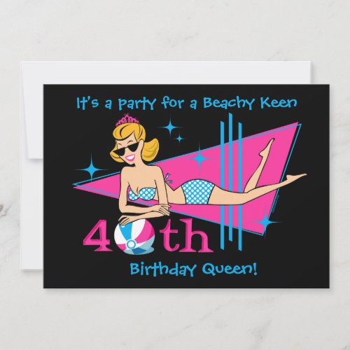 Beachy Keen 40th Birthday Custom Invitations