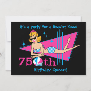 Beachy Keen 75th Birthday Custom Invitations