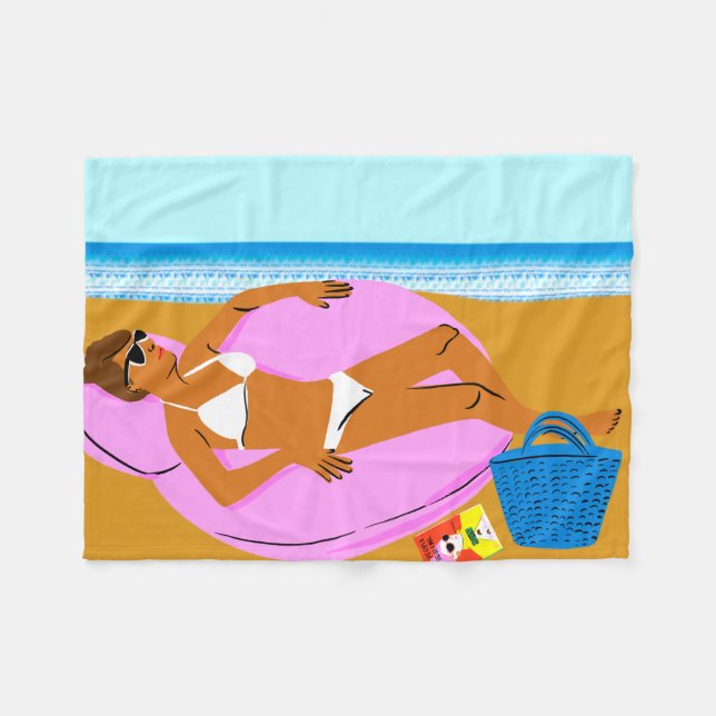 Beachy Keen - Pink Fleece Blanket (Front (Horizontal))