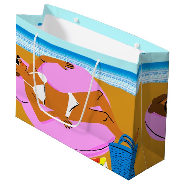 Beachy Keen - Pink Large Gift Bag (Front Angled)