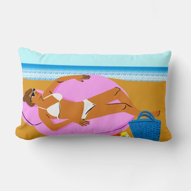 Beachy Keen - Pink Lumbar Pillow (Front)