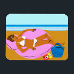 Beachy Keen - Pink Magnet<br><div class="desc">Beachy Keen I by Blanckslate. Features a lounging beach-goer soaking up sunshine. | 140789D</div>