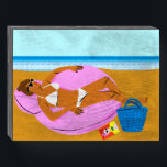 Beachy Keen - Pink Wooden Box Sign<br><div class="desc">Beachy Keen I by Blanckslate. Features a lounging beach-goer soaking up sunshine. | 140789D</div>