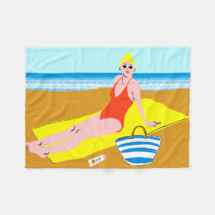 Beachy Keen - Yellow Fleece Blanket