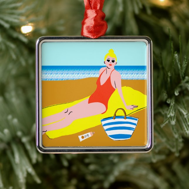 Beachy Keen - Yellow Metal Ornament (Tree)