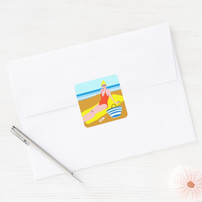 Beachy Keen - Yellow Square Sticker (Envelope)