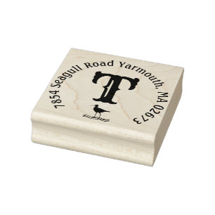 Beachy Monogram Return Address Rubber Stamp